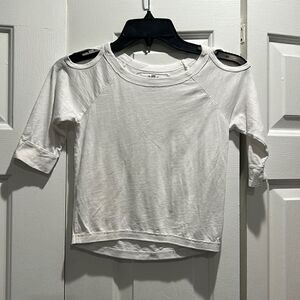 T2 Love Girls White 3/4 Sleeve Top w Shoulder Cut Outs, Size 6